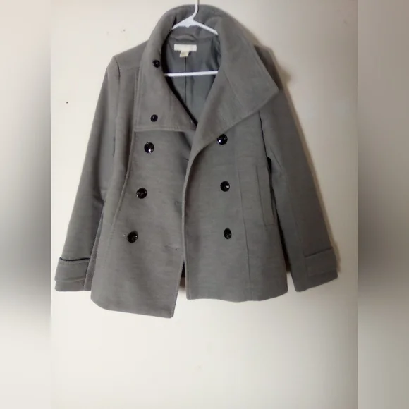 H&M Women's Gray Double-Breasted Coat SIZE 10 - Picture 4 of 7
